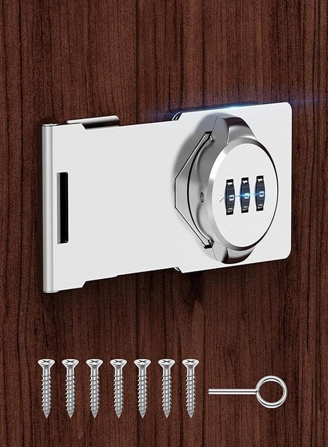 Bitrexup Household Cabinet Door Combination Lock,3-Digit Password Combination Code Hasp Lock,Zinc Alloy Cabinet Door Security Slide Latch Lock for Small Doors, Cabinets, Barn Door, Outdoor (1, Silver) - Image 1